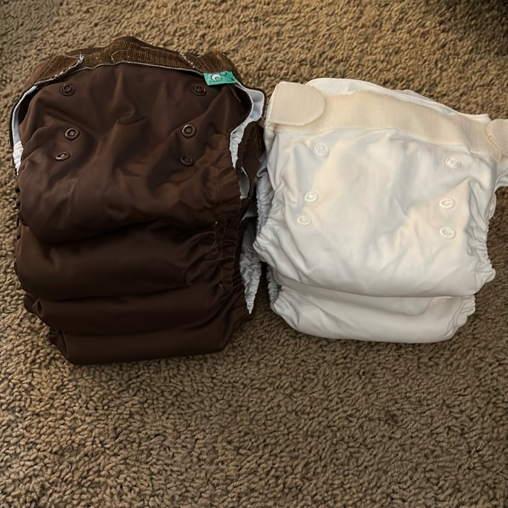 Totsbots Brown and White Cloth Diapers